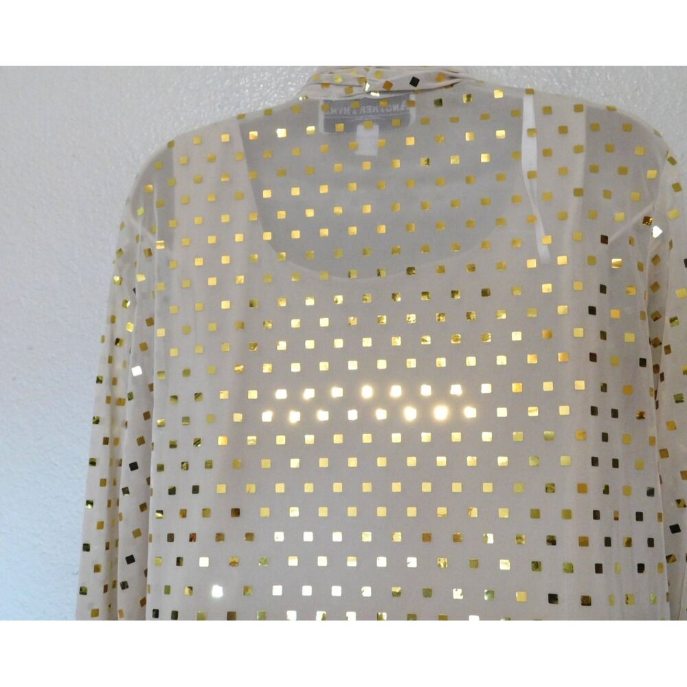 Another Thyme Womens 3-Pc Size 14 Jacket Tank Pants Beige Outfit Gold Accents - Picture 6 of 16